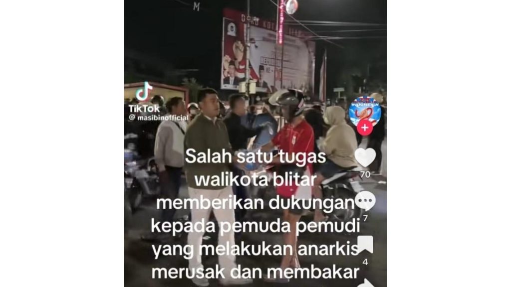 Tangkapan Layar Unggahan Video di Akun TikTok @blitar.raya.bersa, Senin (1/9/2025)