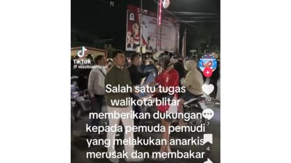 Tangkapan Layar Unggahan Video di Akun TikTok @blitar.raya.bersa, Senin (1/9/2025)