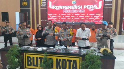 Konferensi pers yang digelar Polres Blitar Kota, Rabu, 10 September 2025.