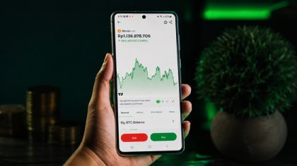 Ilustrasi pergerakan harga Bitcoin (BTC) di aplikasi FLOQ